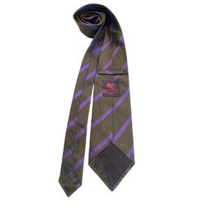 ETRO MILANO Black Striped Tie Silk M.In Italy 56"-3".1/2 VGC